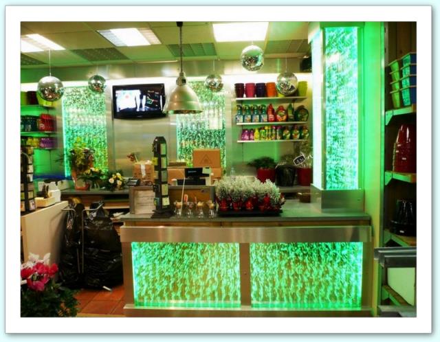 bancone fontana acqua bolle aria led